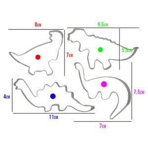 CORTADOR DE INOX - TEMA DINOSSAUROS 4 PEÇAS