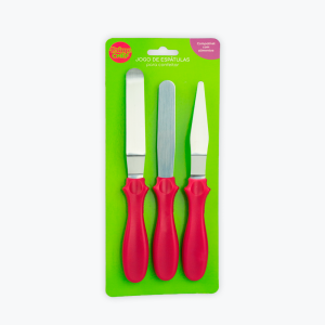 Kit com 3 Espátulas de Confeiteiro - Rosa