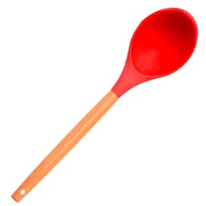Colher Supreme em SIlicone com Cabo de Madeira 32cm