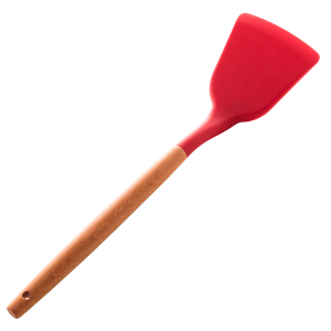 ESPATULA CHAPA 32CM SUPREME SILICONE CABO DE MADEIRA VERMELHA