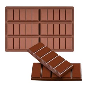 FORMA EM SILICONE PARA BARRA DE CHOCOLATE COM 25CM - 06 CAVIDADES