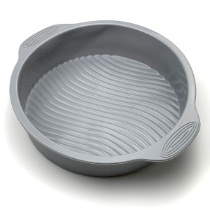 FORMA EM SILICONE CINZA PARA BOLO REDONDO COM ALÇAS 28CM