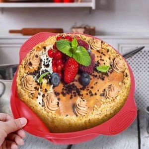 FORMA EM SILICONE CINZA PARA BOLO REDONDO COM ALÇAS 28CM
