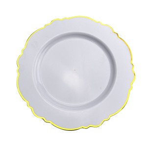 KIT 6 PRATOS DE LUXO REFEIÇÃO 26CM EM PLASTICO - PRATA