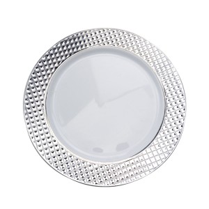 KIT 6 PRATOS DE LUXO REFEIÇÃO 26CM EM PLASTICO - PRATA