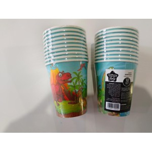 KIT C/ 10 COPOS 250ML DESCARTÁVEIS EM PAPEL (DINOSSAUROS)