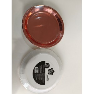 KIT C/ 10 PRATOS DESCARTÁVEIS EM PAPEL ROSÉ GOLD