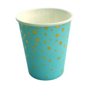 KIT C/ 10 COPOS 250ML DESCARTÁVEIS EM PAPEL (AZUL C/ DOURADO)
