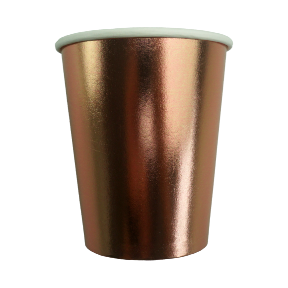 KIT C/ 10 COPOS 250ML DESCARTÁVEIS EM PAPEL ROSÉ GOLD