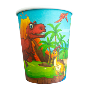 KIT C/ 10 COPOS 250ML DESCARTÁVEIS EM PAPEL (DINOSSAUROS)